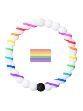 Lokai Pride Rainbow Beaded Bracelet White XL Unisex NWT